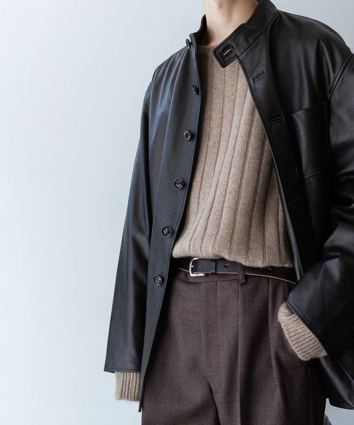 【INTÉRIM】NATURAL BROWN NEEDLE CREW SWEATER - NAT.BROWN