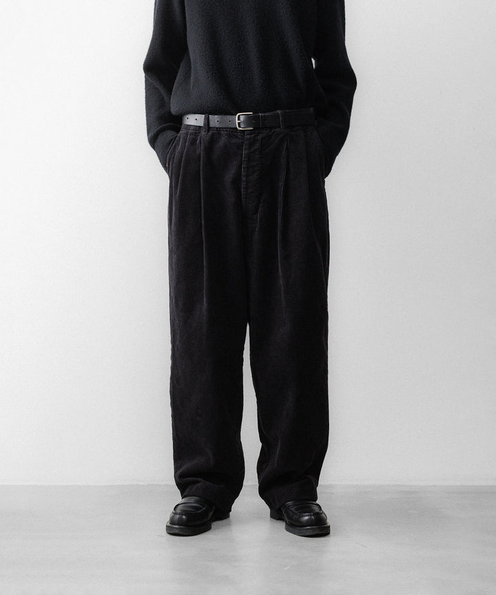 concause-コンコースのCORDUROY WIDE TAPERED SLACKSのBLACK公式通販サイトsession福岡セレクトショップ