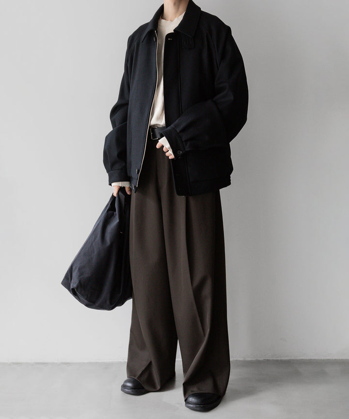 stein(シュタイン)の23AWコレクションOVERSIZED MELTON HARRINGTON ZIP JACKETのBLACK