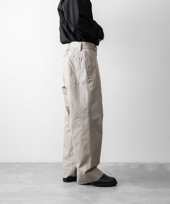 INTÉRIM インテリムのFABRIC WASHER CHINO BELTED FRENCH ARMY MIL BAGGY TROUSERのBEIGE 公式通販サイトsession福岡セレクトショップ