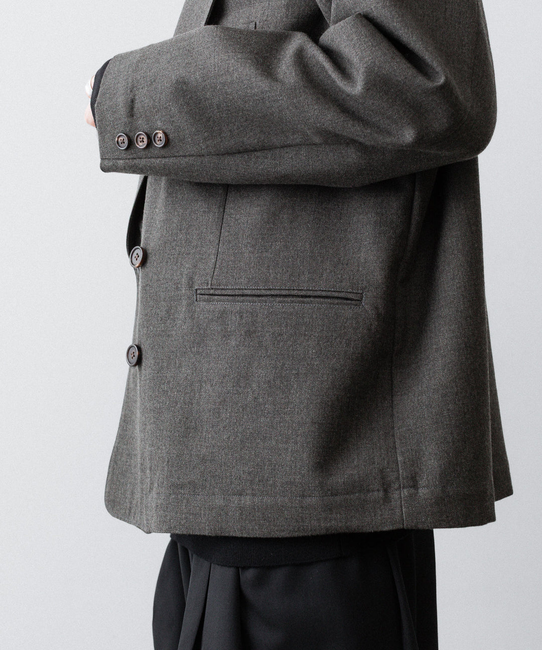INTÉRIM - インテリムのMILITARY WOOL SERGE PIPING DOUBLE JACKETのDUST GRAY公式通販サイトsession福岡セレクトショップ