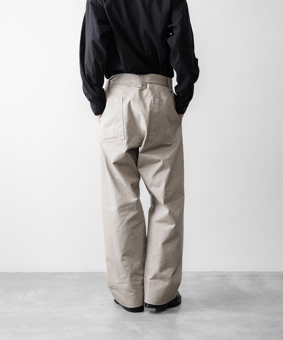 INTÉRIM インテリムのFABRIC WASHER CHINO BELTED FRENCH ARMY MIL BAGGY TROUSERのBEIGE 公式通販サイトsession福岡セレクトショップ