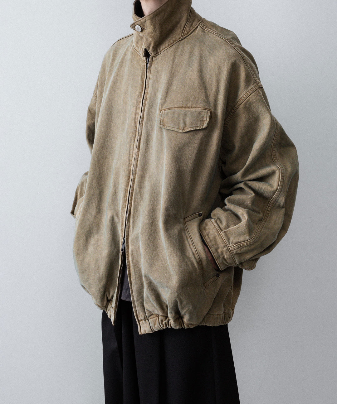 【ssstein】SULFUR DYED WHIP CORD VINTAGE ZIP JACKET - KHAKI
