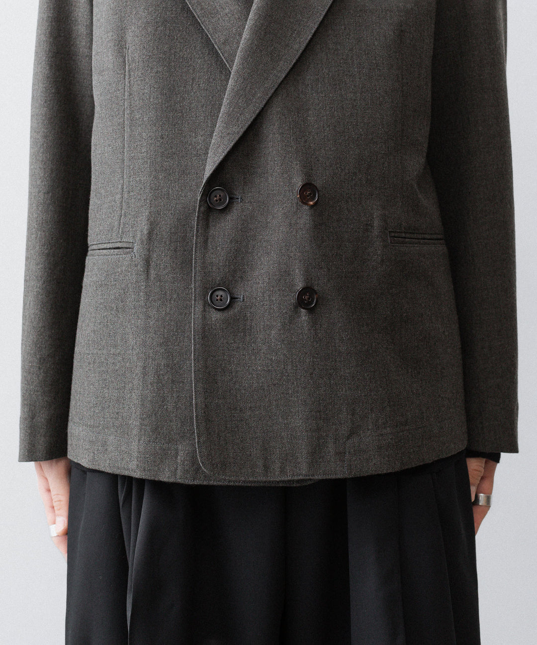 INTÉRIM - インテリムのMILITARY WOOL SERGE PIPING DOUBLE JACKETのDUST GRAY公式通販サイトsession福岡セレクトショップ