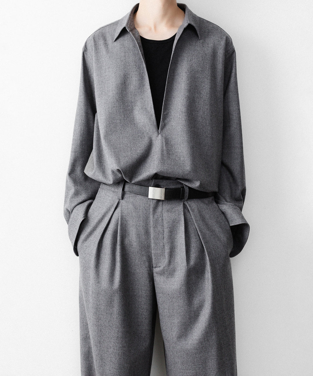 ssstein(シュタイン)のWOOL FLANNEL OVERSIZED SKIPPER SHIRT - GREYの公式通販サイトsession福岡セレクトショップ
