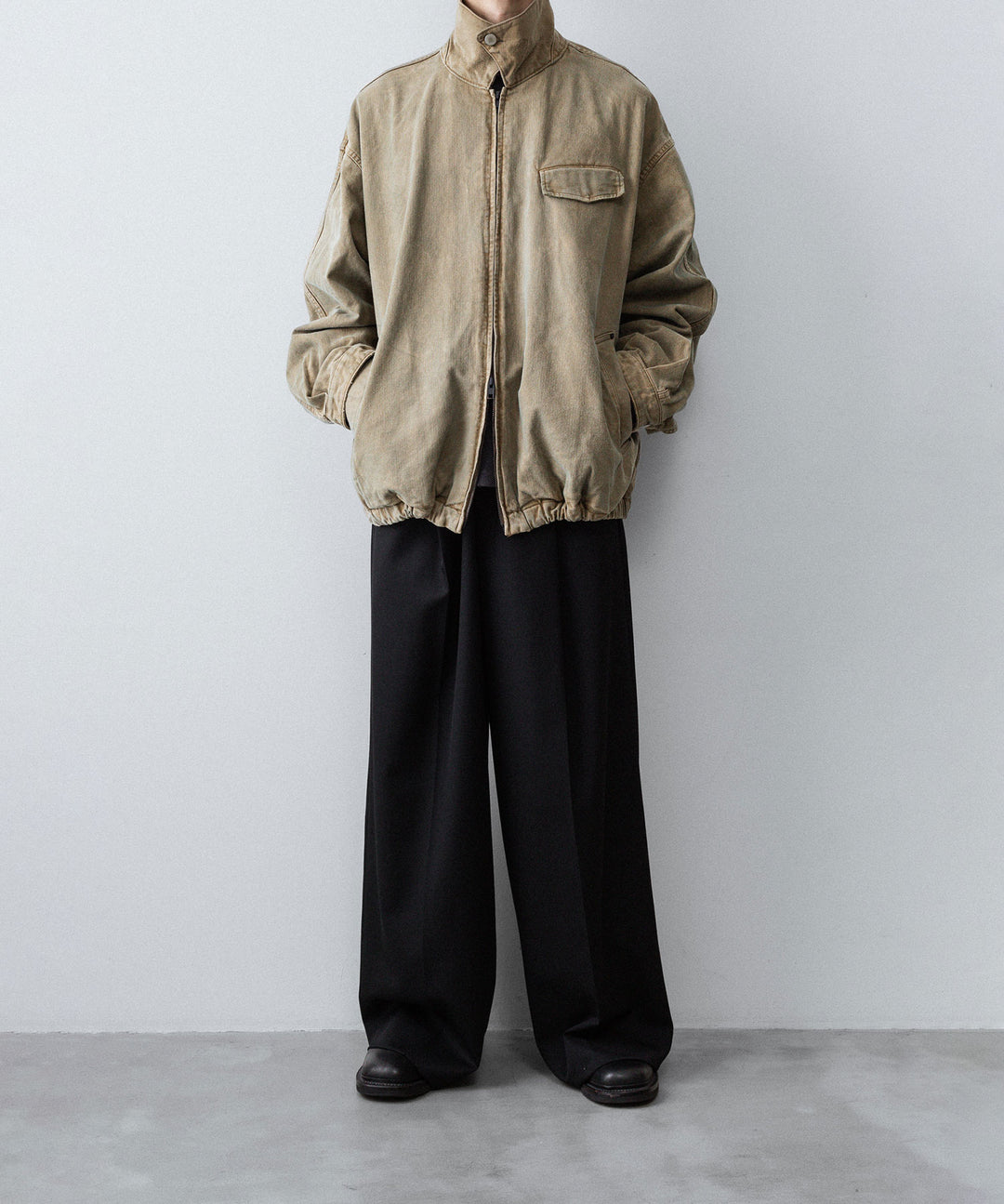 【ssstein】SULFUR DYED OXFORD VINTAGE JACKET - KHAKI BEIGE
