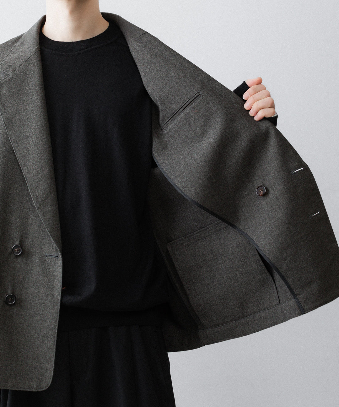 INTÉRIM - インテリムのMILITARY WOOL SERGE PIPING DOUBLE JACKETのDUST GRAY公式通販サイトsession福岡セレクトショップ