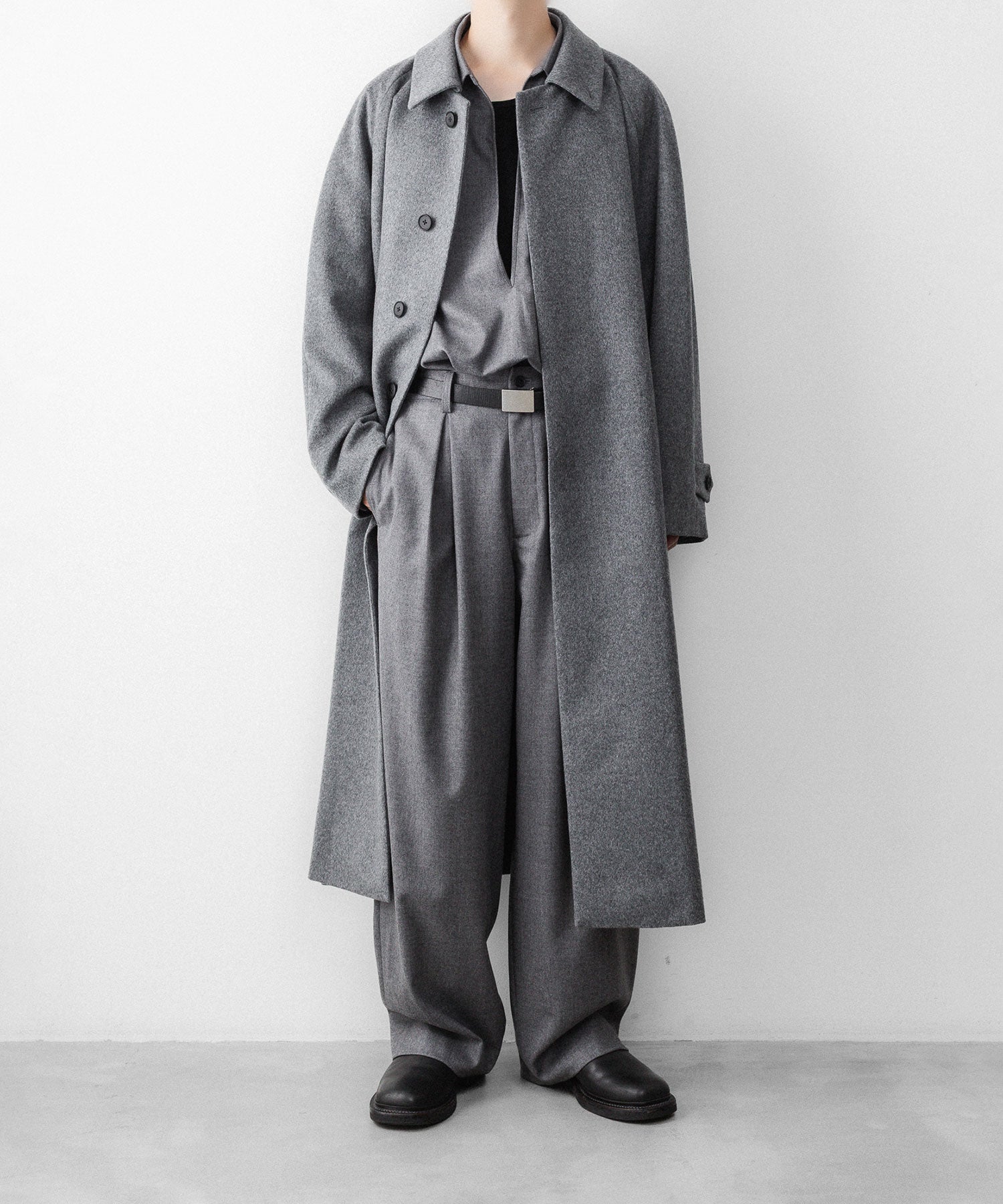 ssstein / シュタイン】WOOL FLANNEL EASY WIDE TROUSERS - GREY