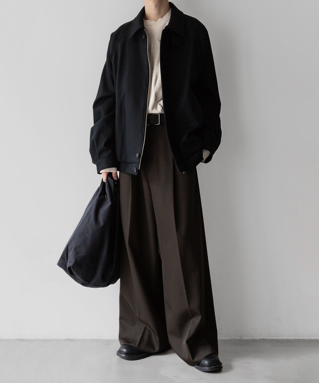 stein(シュタイン)の23AWコレクションOVERSIZED MELTON HARRINGTON ZIP JACKETのBLACK