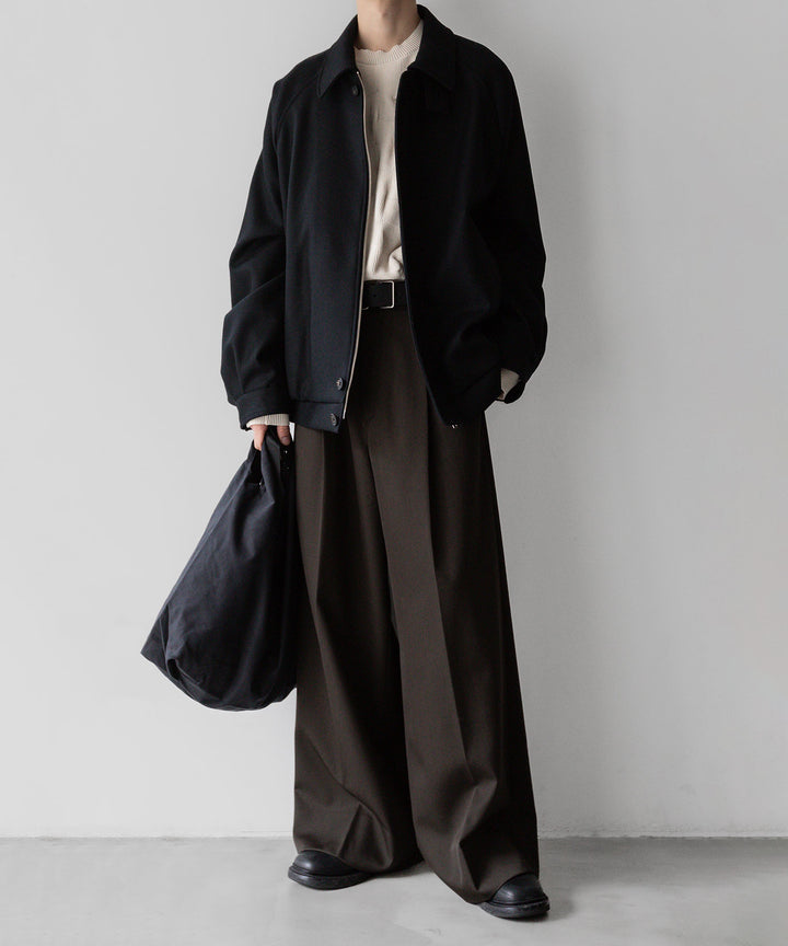 stein(シュタイン)の23AWコレクションOVERSIZED MELTON HARRINGTON ZIP JACKETのBLACK