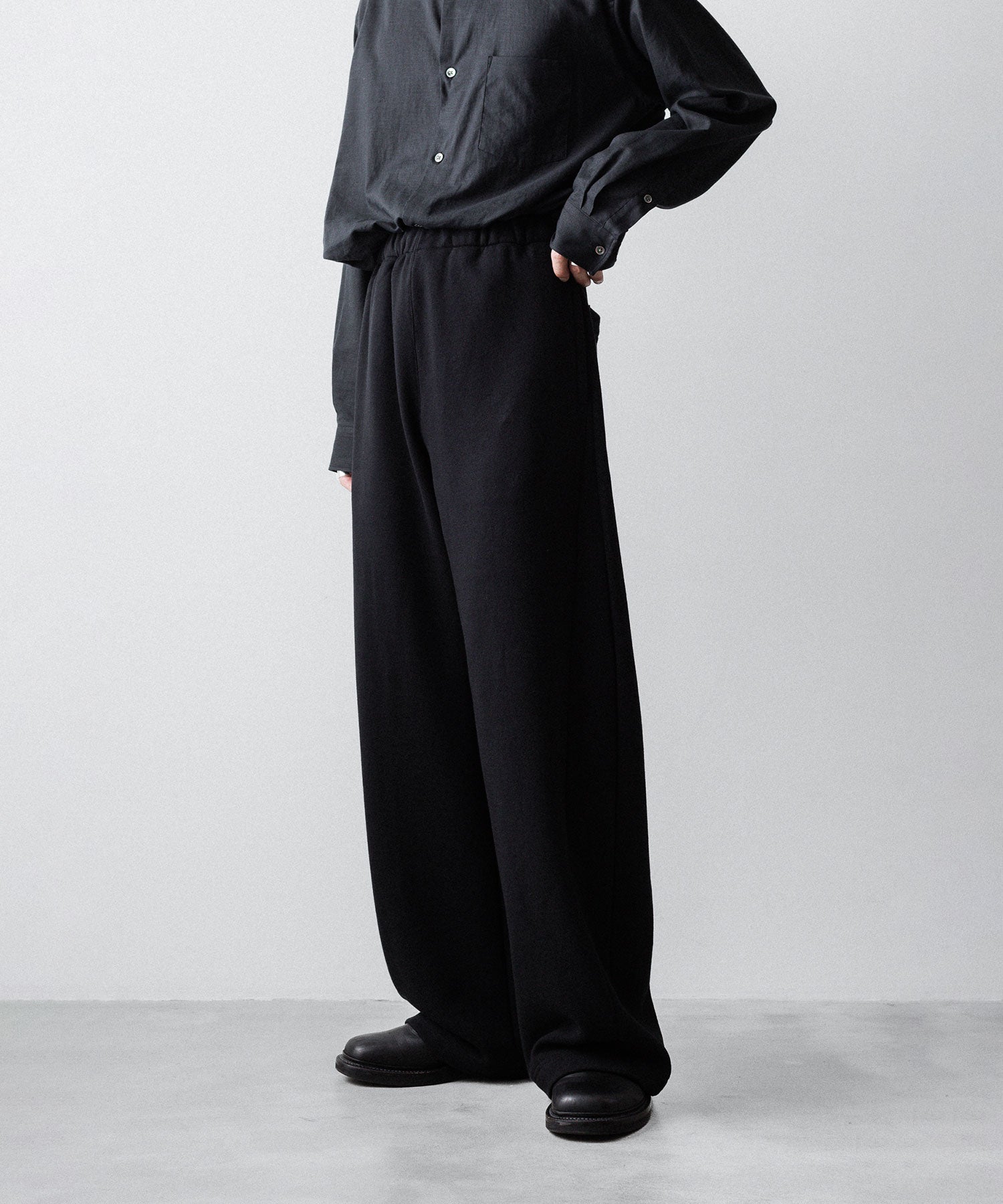ssstein / シュタイン】YAK/COTTON SWEAT EASY TROUSERS - BLACK