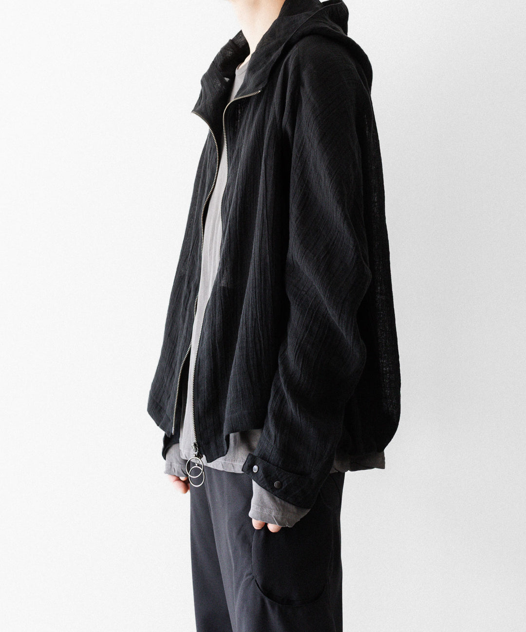 OPPOSE DUALITY オポーズデュアリティのSHORT PARKA LINENのBLACK 公式通販サイトsession福岡セレクトショップ