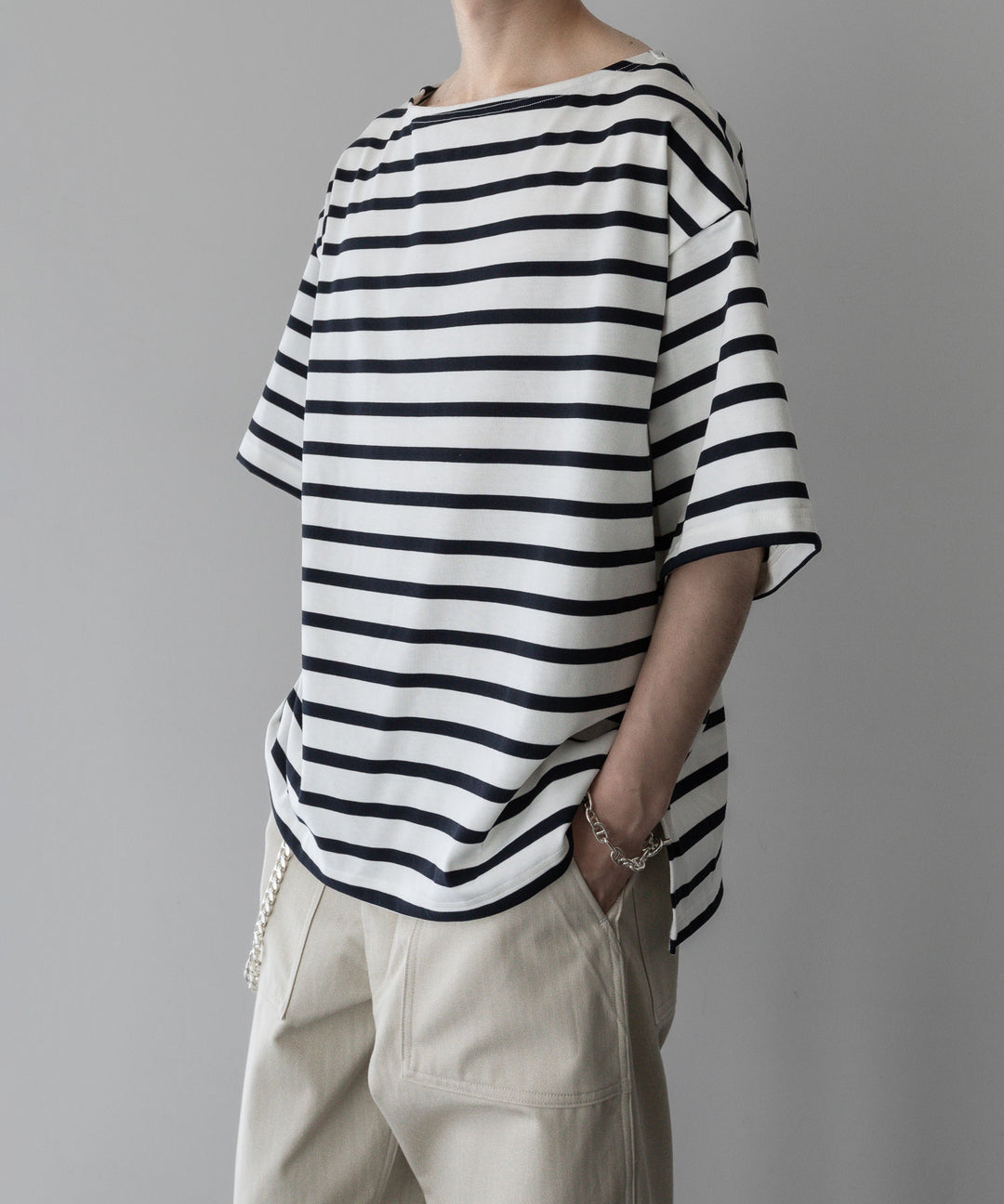 INTÉRIM - インテリムのHYPER BIG SUVIN GIZA BASQUE BORDER H/S SHIRT - WHITE×NAVY公式通販サイトsession福岡セレクトショップ