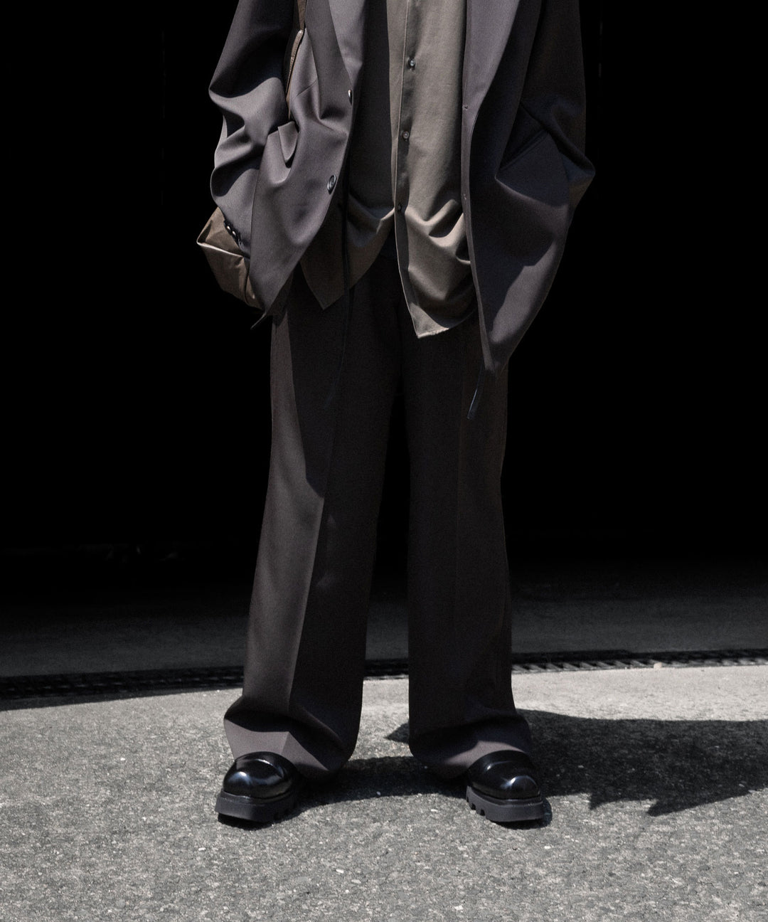 【ssstein】FLARE TROUSERS - GREY KHAKI