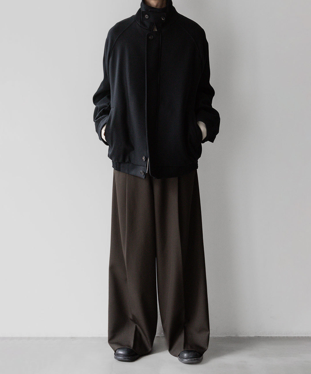 stein(シュタイン)の23AWコレクションOVERSIZED MELTON HARRINGTON ZIP JACKETのBLACK