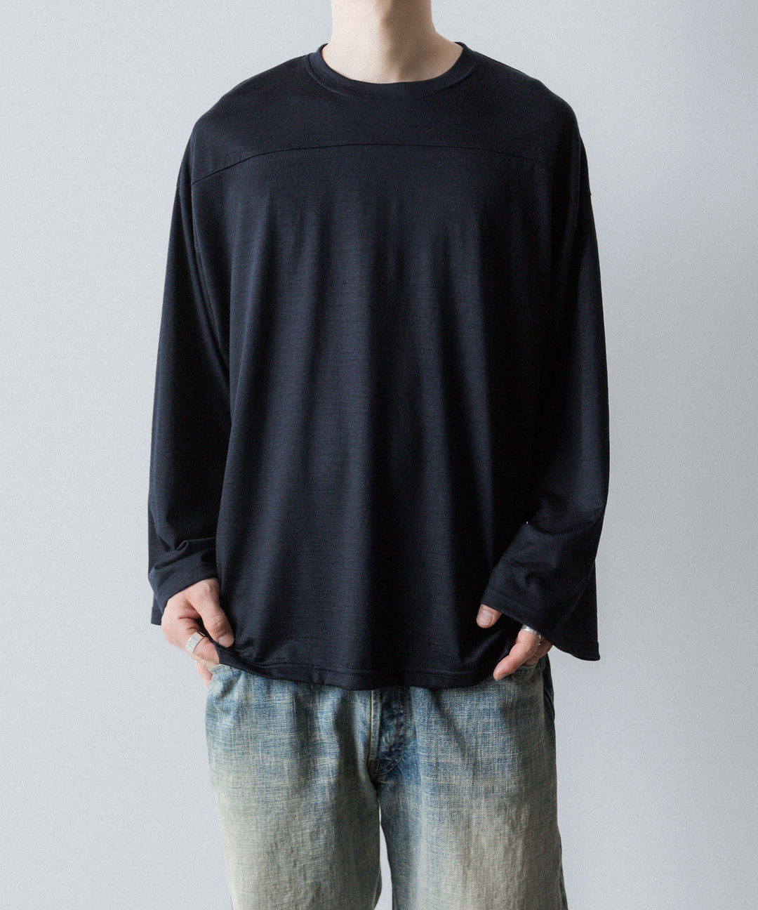 INTÉRIM インテリムの HYPER BIG EXTRA FINE MERINO WOOL JERSEY FOOTBALL L/S TEEのD.NAVY公式通販サイトsession福岡セレクトショップ