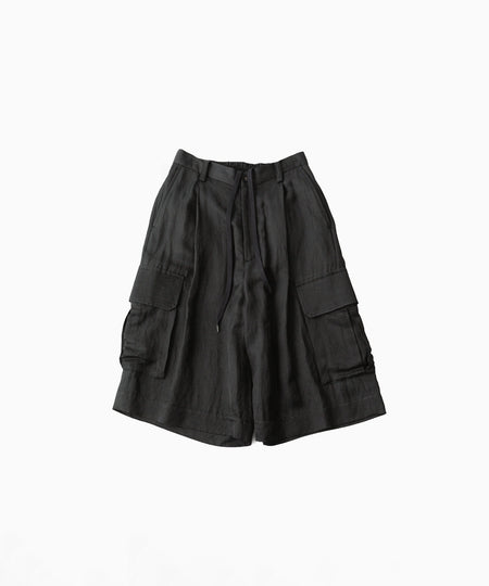 【ssstein】 VIS/LI BRIGHT TWILL CARGO SHORT TROUSERS - DARK CHARCOAL