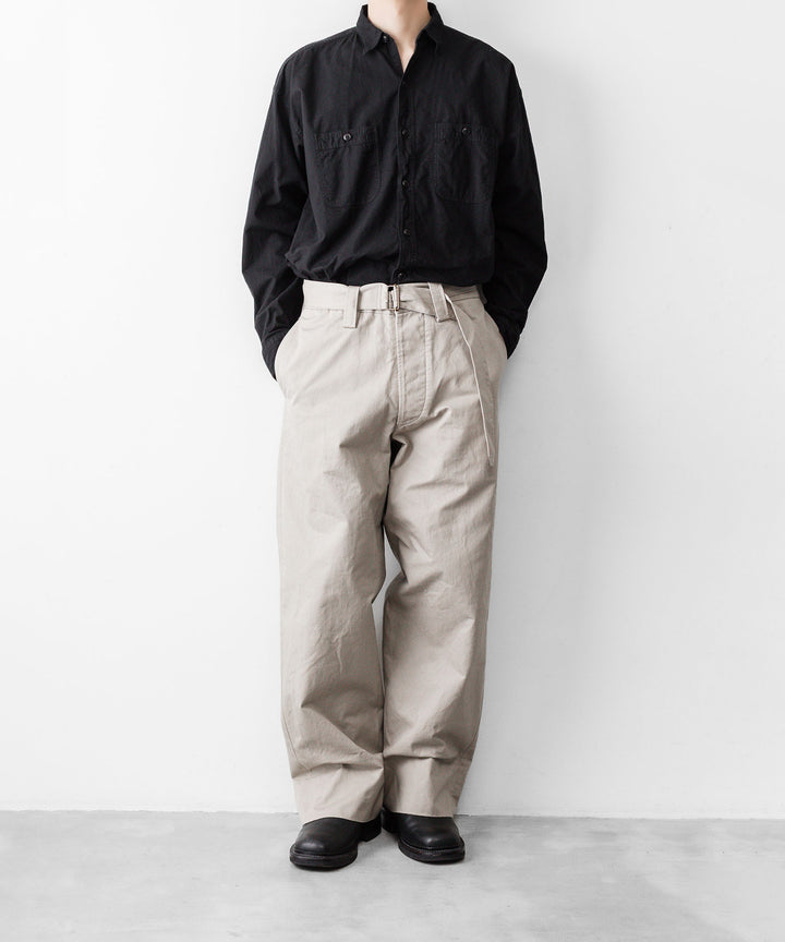 INTÉRIM インテリムのFABRIC WASHER CHINO BELTED FRENCH ARMY MIL BAGGY TROUSERのBEIGE 公式通販サイトsession福岡セレクトショップ