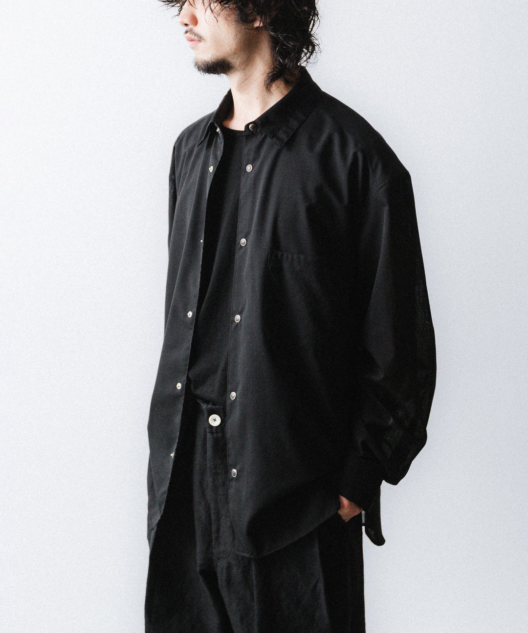 phebus- フィーバスのWOOL POLY TROPICAL SHIRTのBLACK公式通販サイトsession福岡セレクトショップ