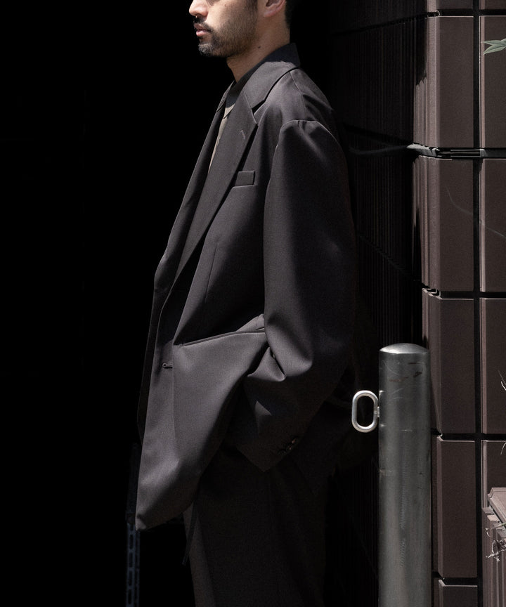 【ssstein】OVERSIZED SINGLE BREASTED LONG JACKET - GREY KHAKI