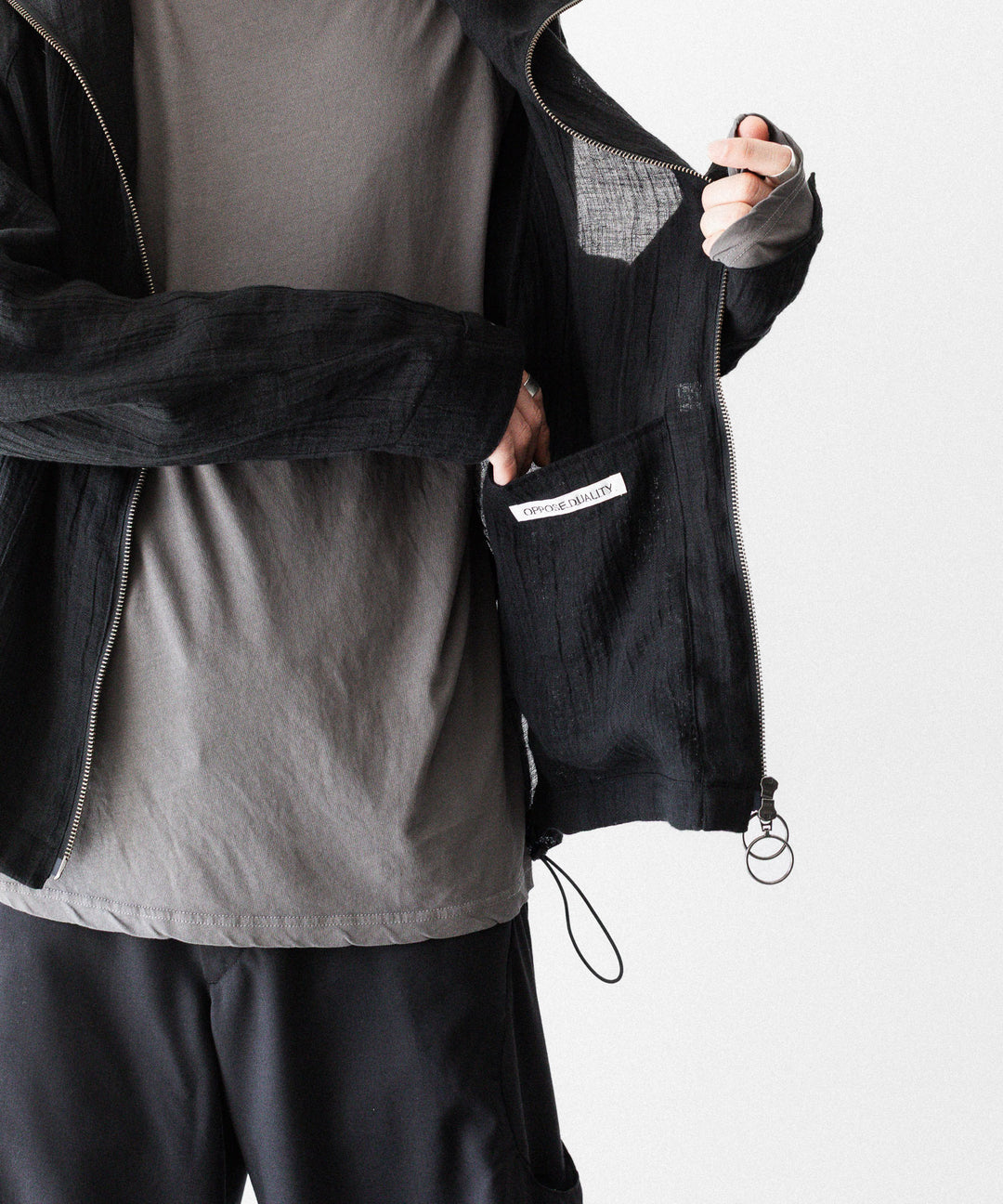 OPPOSE DUALITY オポーズデュアリティのSHORT PARKA LINENのBLACK 公式通販サイトsession福岡セレクトショップ