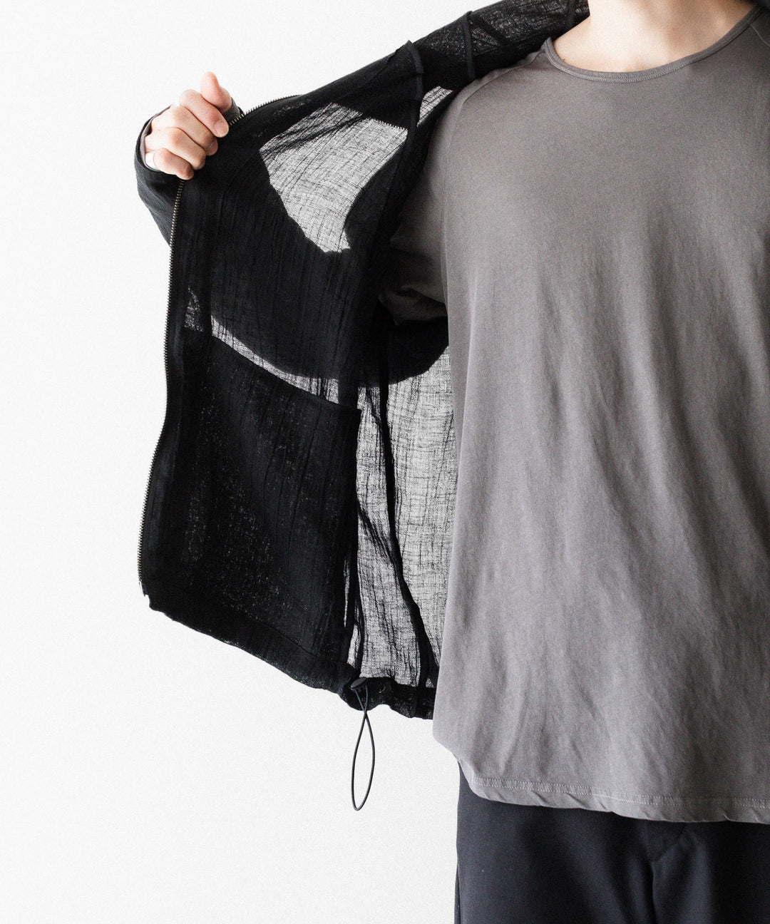 OPPOSE DUALITY オポーズデュアリティのSHORT PARKA LINENのBLACK 公式通販サイトsession福岡セレクトショップ