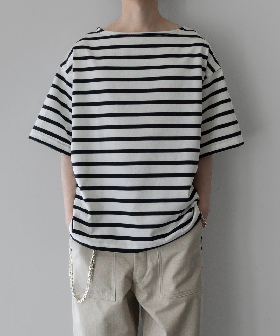 INTÉRIM - インテリムのHYPER BIG SUVIN GIZA BASQUE BORDER H/S SHIRT - WHITE×NAVY公式通販サイトsession福岡セレクトショップ