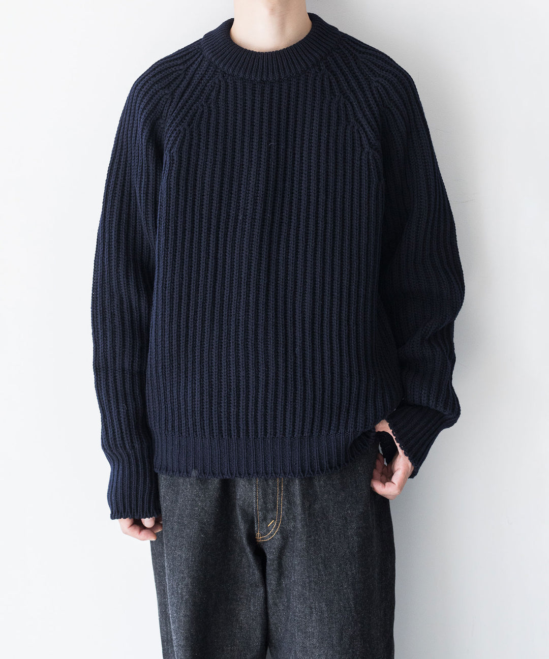 【INTÉRIM】インテリム 23AW 60s 3GG RAGLAN FISHERMAN SWEATER CREW - NAVY sessionセッション福岡セレクトショップ 公式通販サイト