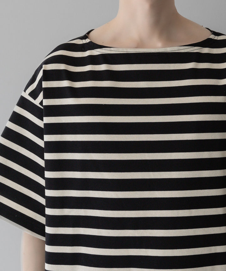 【INTÉRIM】HYPER BIG SUVIN GIZA BASQUE BORDER H/S SHIRT - BLACK×OFF
