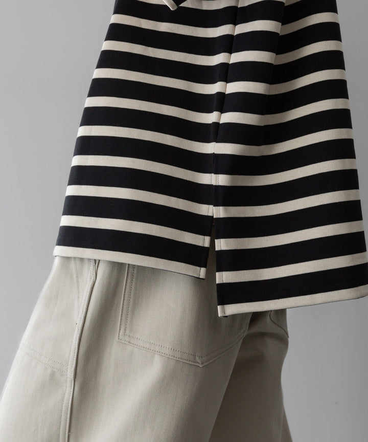 【INTÉRIM】HYPER BIG SUVIN GIZA BASQUE BORDER H/S SHIRT - BLACK×OFF