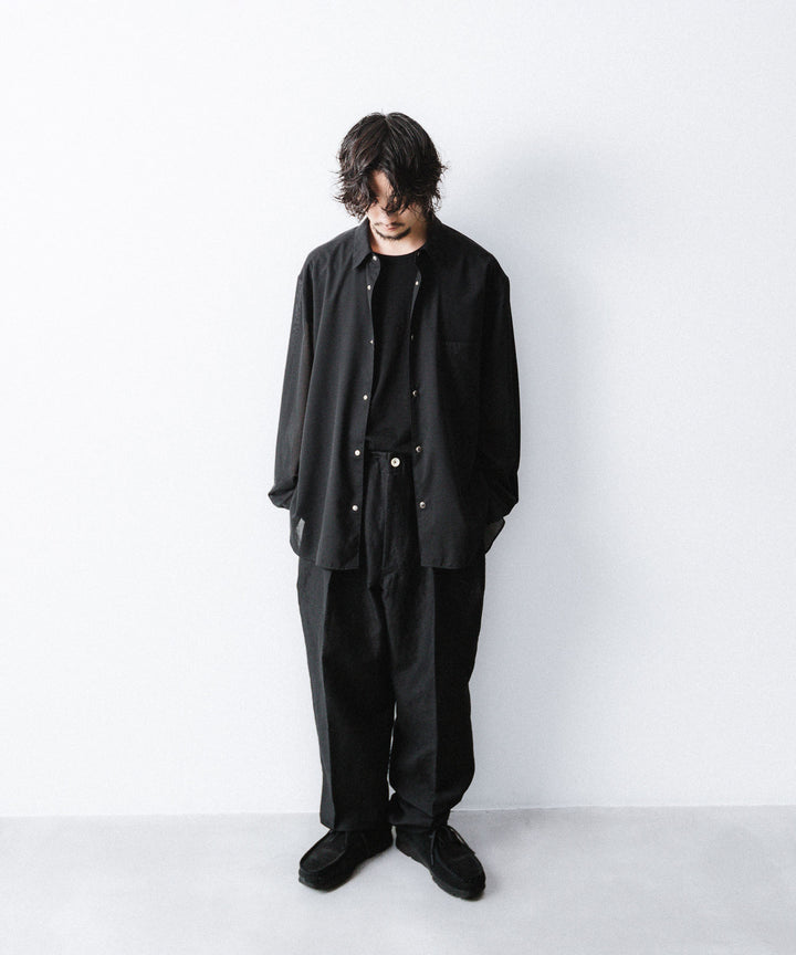 phebus- フィーバスのWOOL LINEN WIDE TAPERED PANTSのBLACK公式通販サイトsession福岡セレクトショップ
