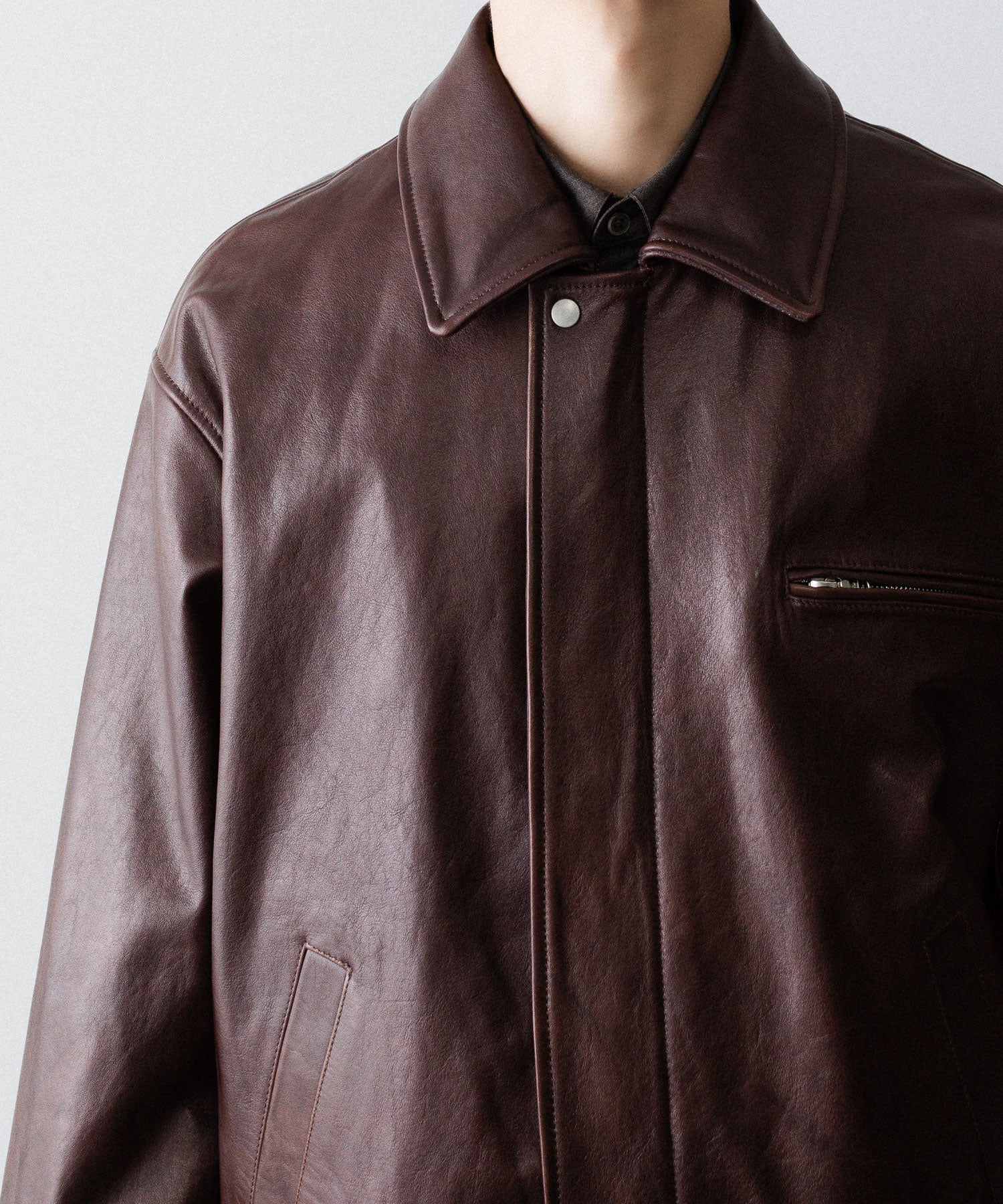 ssstein / シュタイン】COW LEATHER VINTAGE ZIP JACKET - BROWN