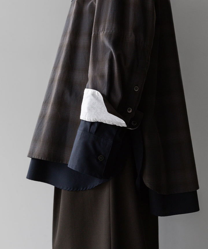 stein(シュタイン)のOVERSIZED LAYERED SHIRTのOMBRE CHECK（KHAKI）公式通販サイトsession福岡セレクトショップ