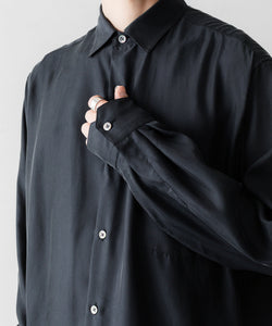 ssstein / シュタイン】CUPRO TWILL OVERSIZED LS SHIRT - BLACK