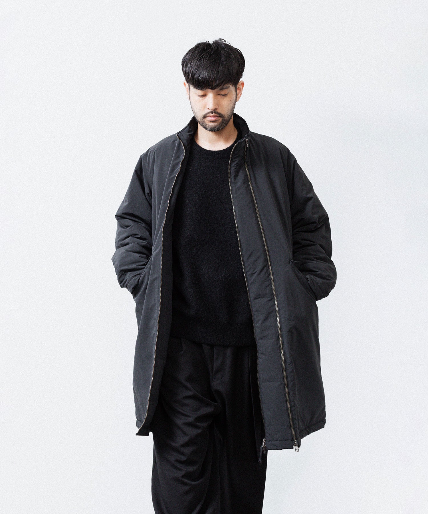 UJOH ウジョーのW ZIP FISH TAIL FIELD COATのBLACK公式通販サイトsession福岡セレクトショップ