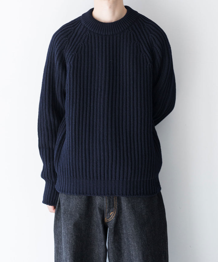 【INTÉRIM】インテリム 23AW 60s 3GG RAGLAN FISHERMAN SWEATER CREW - NAVY sessionセッション福岡セレクトショップ 公式通販サイト