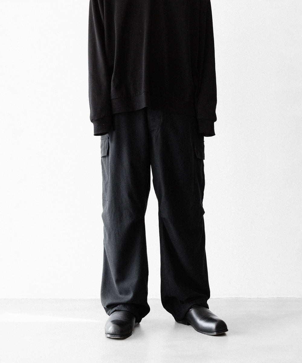 INTÉRIM インテリムのSILK NOIL JANGLE FATIGUE TROUSERのBLACK 公式通販サイトsession福岡セレクトショップ