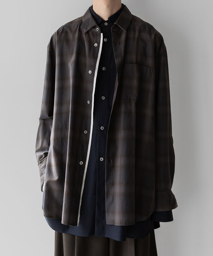 stein(シュタイン)のOVERSIZED LAYERED SHIRTのOMBRE CHECK（KHAKI）公式通販サイトsession福岡セレクトショップ