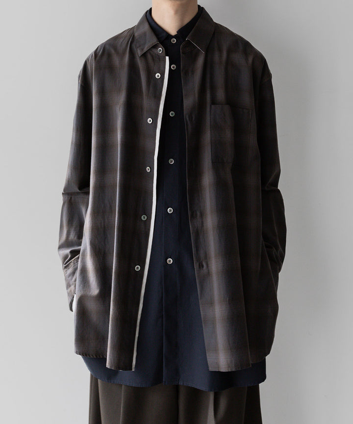 stein(シュタイン)のOVERSIZED LAYERED SHIRTのOMBRE CHECK（KHAKI）公式通販サイトsession福岡セレクトショップ