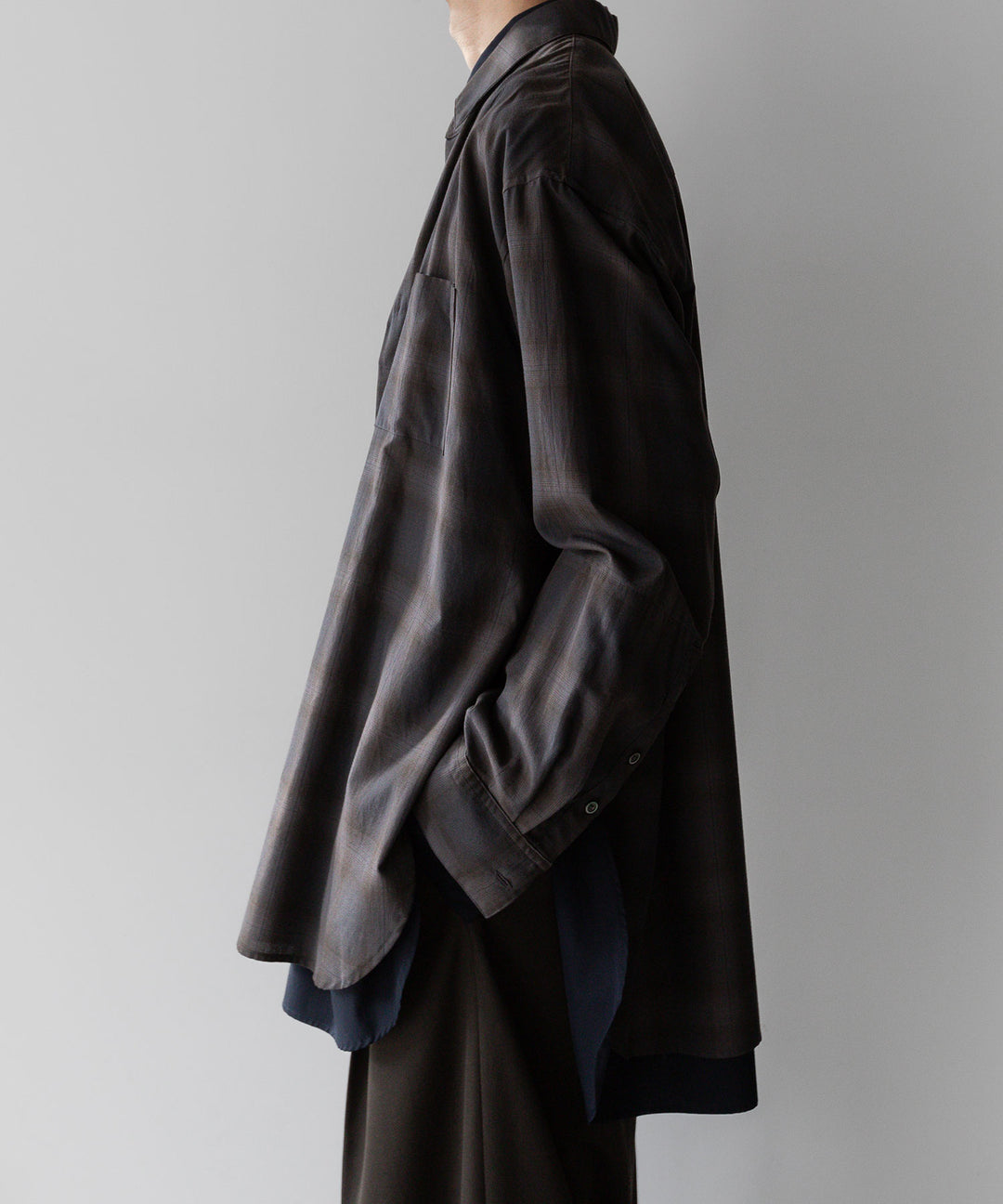 stein(シュタイン)のOVERSIZED LAYERED SHIRTのOMBRE CHECK（KHAKI）公式通販サイトsession福岡セレクトショップ