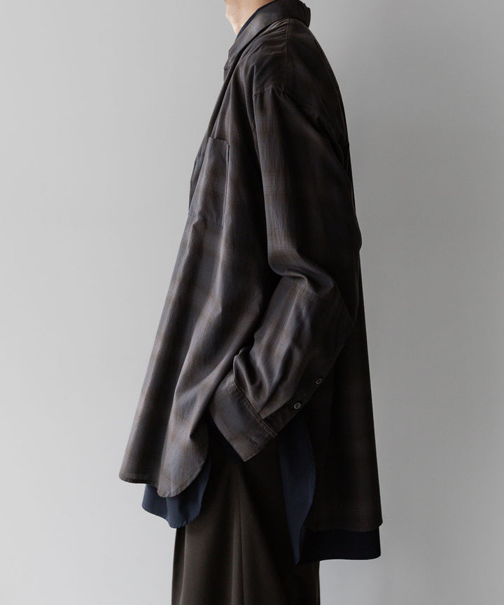 stein(シュタイン)のOVERSIZED LAYERED SHIRTのOMBRE CHECK（KHAKI）公式通販サイトsession福岡セレクトショップ