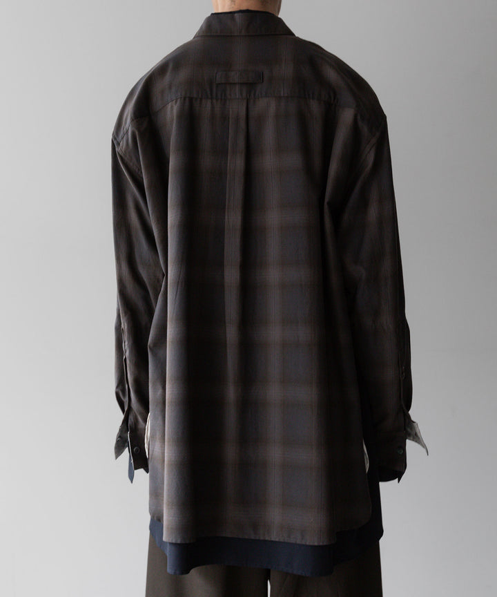 stein(シュタイン)のOVERSIZED LAYERED SHIRTのOMBRE CHECK（KHAKI）公式通販サイトsession福岡セレクトショップ