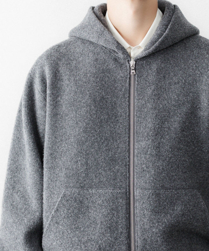 ssstein(シュタイン)のSUPER FINE WOOL MILLED KNIT HOOD JACKET - GREYの公式通販サイトsession福岡セレクトショップ
