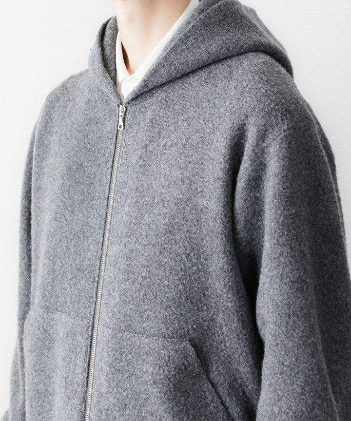 ssstein(シュタイン)のSUPER FINE WOOL MILLED KNIT HOOD JACKET - GREYの公式通販サイトsession福岡セレクトショップ