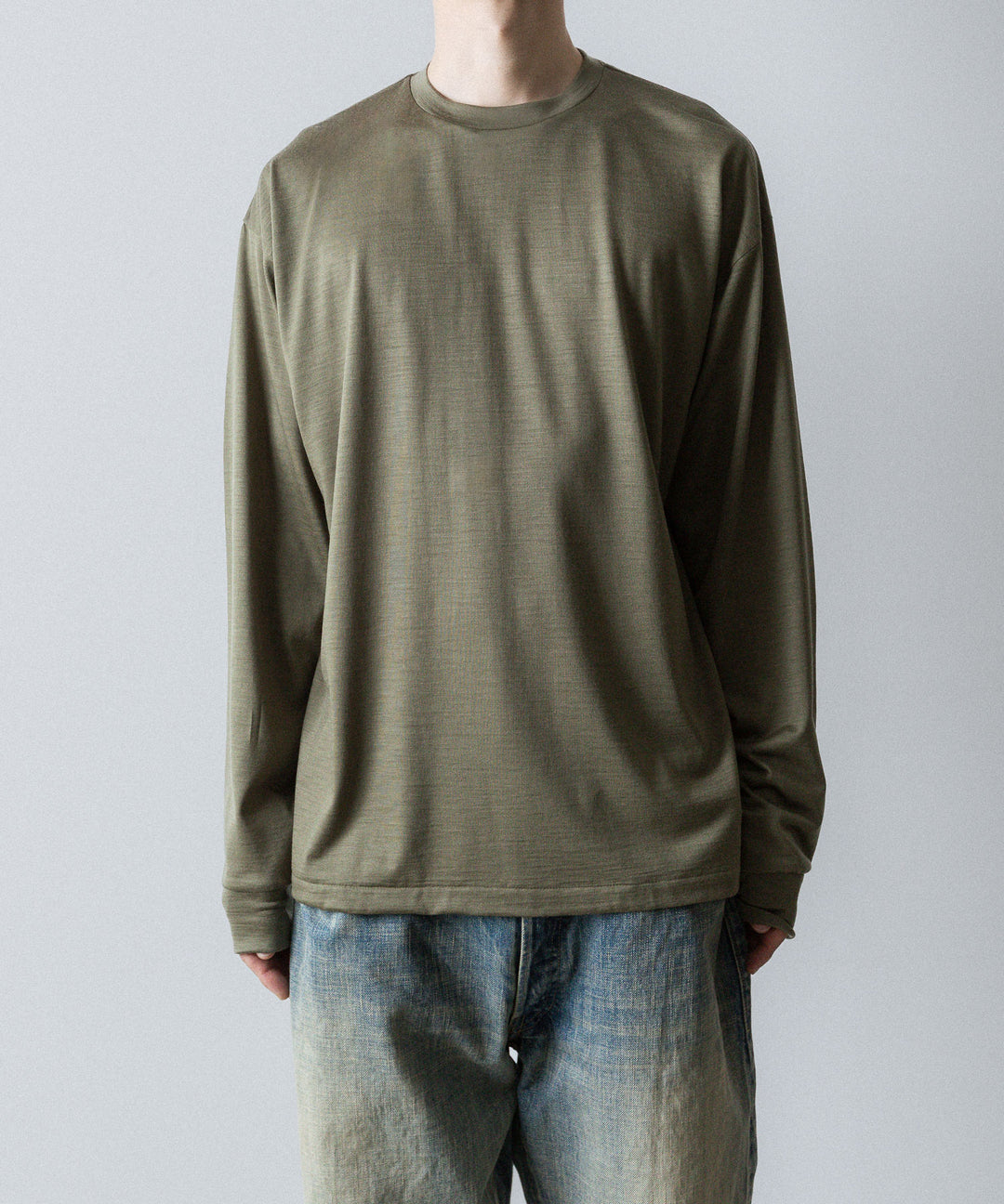 【INTÉRIM】    EXTRA FINE MERINO WOOL JERSEY L/S TEE - SAGE