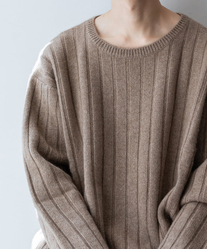 【INTÉRIM】NATURAL BROWN NEEDLE CREW SWEATER - NAT.BROWN