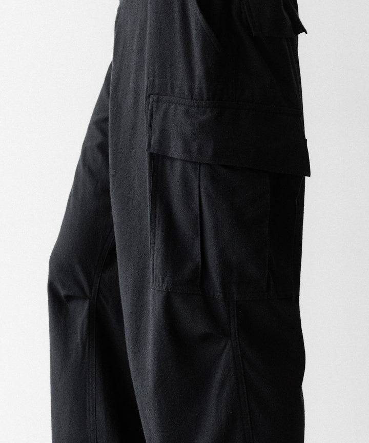 INTÉRIM インテリムのSILK NOIL JANGLE FATIGUE TROUSERのBLACK 公式通販サイトsession福岡セレクトショップ