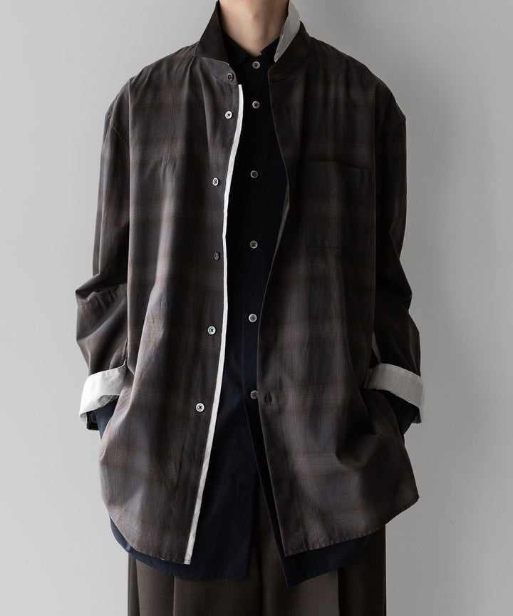 stein(シュタイン)のOVERSIZED LAYERED SHIRTのOMBRE CHECK（KHAKI）公式通販サイトsession福岡セレクトショップ