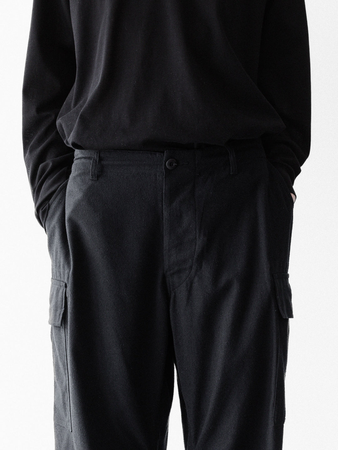 INTÉRIM インテリムのSILK NOIL JANGLE FATIGUE TROUSERのBLACK 公式通販サイトsession福岡セレクトショップ