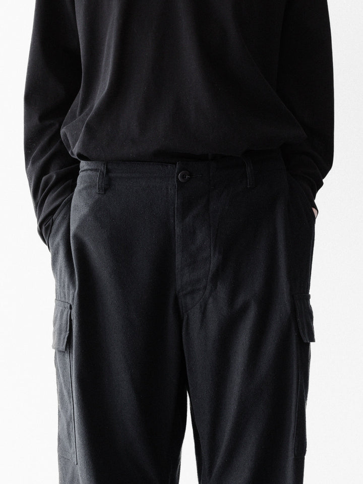 INTÉRIM インテリムのSILK NOIL JANGLE FATIGUE TROUSERのBLACK 公式通販サイトsession福岡セレクトショップ
